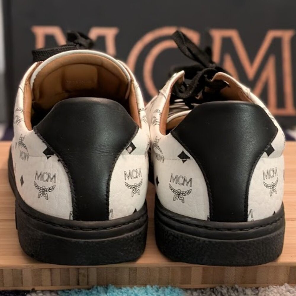MCM White Black Logo Low-Top Sneakers - Picture 12 of 13